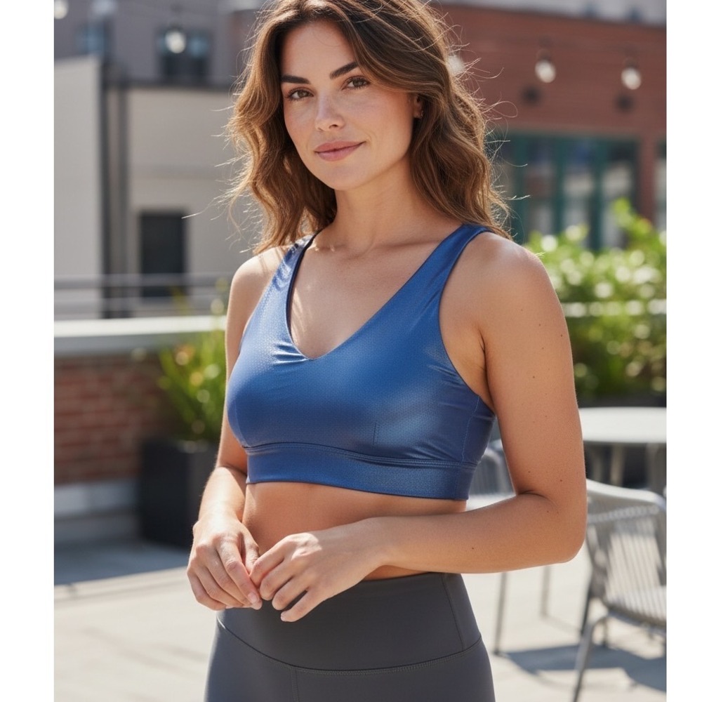 Spiritual Gangster Harlow High Gloss Tank Sports Bra Midnight Blue Activewear S - Picture 10 of 12